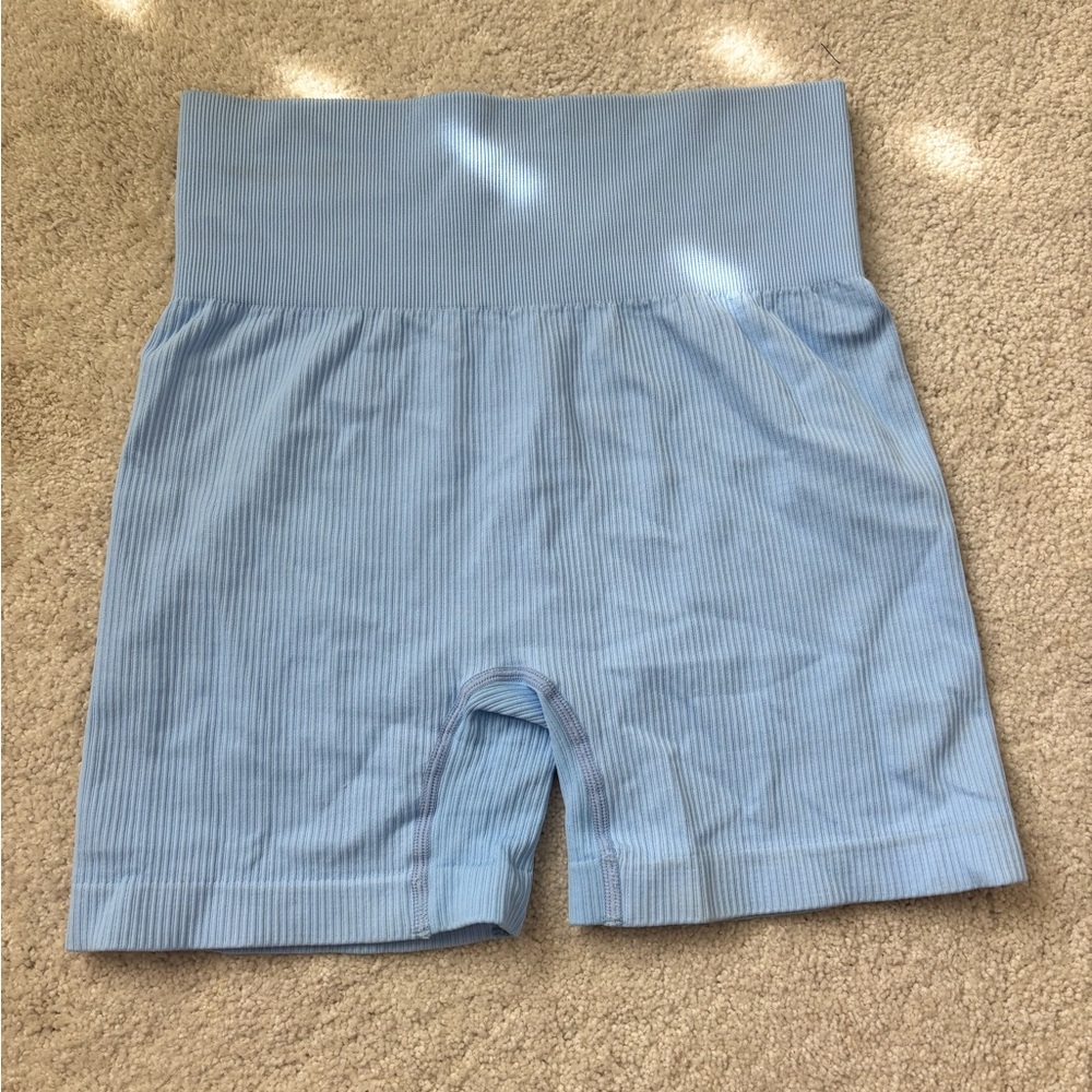 Amazon Women's Blue Ribbed Athletic Shorts